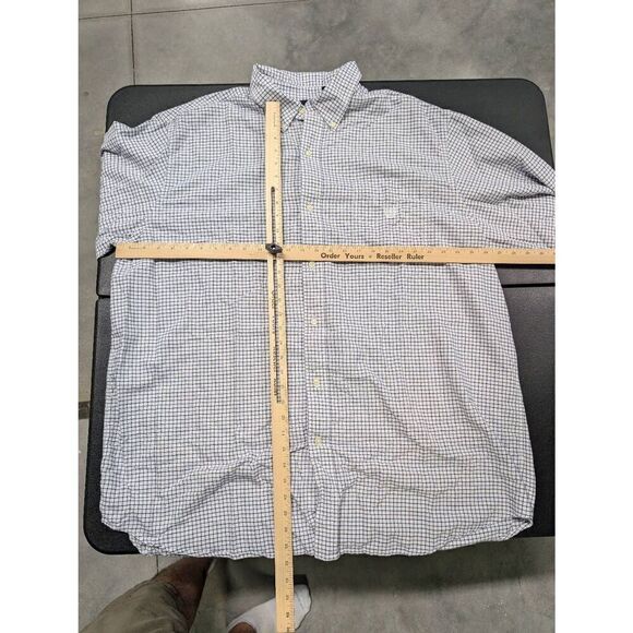 CHAPS Men's Button Front Shirt Black & White Plaid Stretch Cotton size 2XL - Picture 5 of 5